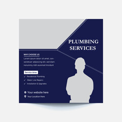 Plumbing service social media post and web banner template