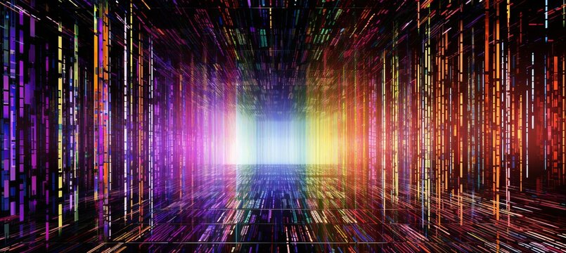 Colorful data virtual space technology background. Generative AI technology.