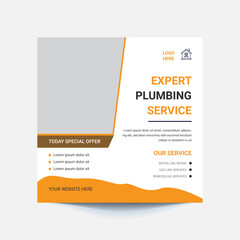Plumbing service social media post and web banner template