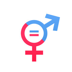 Male and female equality concept. The equality of men and women. Equal rights concept. Gender equality. Women's rights. Vector illustration