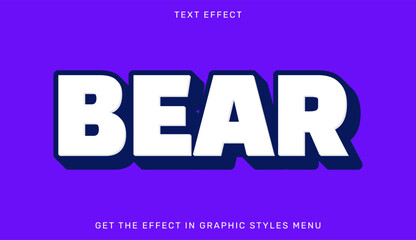Bear editable text effect in 3d style. Text emblem for advertising, brand and business logo