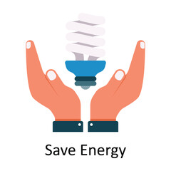 Save Energy Vector Flat Icon Design illustration. Nature and ecology Symbol on White background EPS 10 File