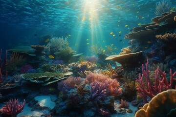 coral reef and fishes. 