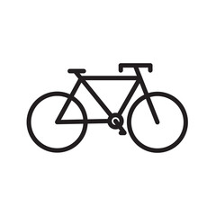 Bicycle icon. Cycle side view thin line vector symbol.