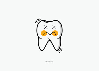 Doodle dental 3d logo, art cartoon tooth decay illustration logo, kids dental, suitable for your design material and logo, Dental Clinic Logo blue Tooth