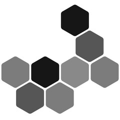 Futuristic random digital hexagons, honeycomb elements