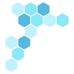 Futuristic blue random digital hexagons, honeycomb elements