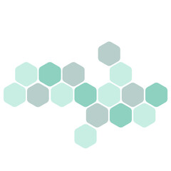 Futuristic green random digital hexagons, honeycomb elements