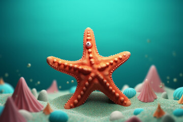 cute starfish 3d rendering elements minimal background