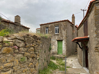 Abandoned, weathered stone house in Gökçeada Old Bademli village. Gliki Village stone houses in Imbros island. Canakkale, Turkey