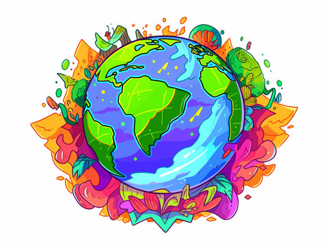 Earth Day concept art with vibrant colors