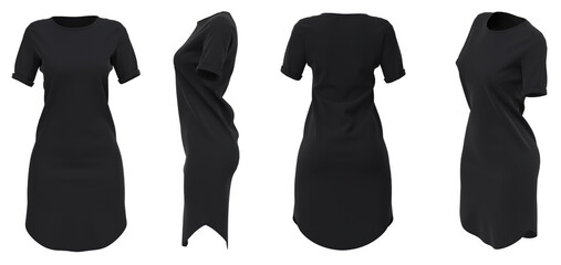 Casual Dress. Isolated. Black Short Dress