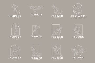 Floral Logo, Leaves And Flowers Botanical Garden Vector, Floral Design Of Life