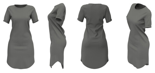 Casual Dress. Isolated. Grey Short Dress