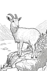 ch&egrave;vre, coloriage, illustration, midjourney, ia g&eacute;n&eacute;rative, g&eacute;n&eacute;rative, ia