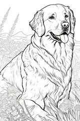 labrador, coloriage, illustration, midjourney, ia g&eacute;n&eacute;rative, g&eacute;n&eacute;rative, ia