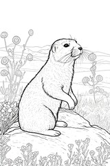 chien de prairie, coloriage, illustration, midjourney, ia g&eacute;n&eacute;rative, g&eacute;n&eacute;rative, ia