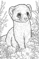 furet, coloriage, illustration, midjourney, ia g&eacute;n&eacute;rative, g&eacute;n&eacute;rative, ia