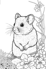 souris, coloriage, illustration, midjourney, ia g&eacute;n&eacute;rative, g&eacute;n&eacute;rative, ia