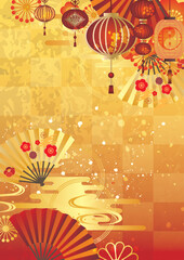 中華風の提灯飾り背景
