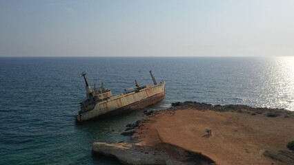 Fototapeta na wymiar EDRO III Shipwreck in Paphos Cyprus