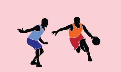 Basketball player silhouette. Man plays basketball  vector illustration.