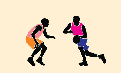 Fototapeta na wymiar Basketball player silhouette. Man plays basketball vector illustration.