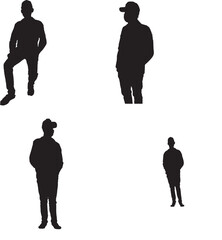 set of 4 silhouette human.