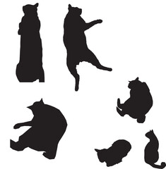 set of 6 silhouette cats.