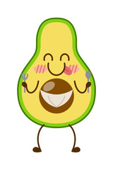 Avocado cartoon character mascot design of illustration. Cute avocado cartoon sticker. Avocado emoticon.