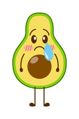 Avocado cartoon character mascot design of illustration. Cute avocado cartoon sticker. Avocado emoticon.