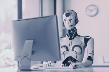 AI robot working in the office