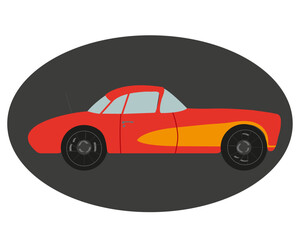 Fototapeta na wymiar Image of a 1953 Chevrolette Corvette, red on a gray oval