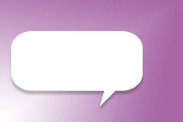 Weiße Sprechblase vor einem violetten Hintergrund, 2D-Illustration