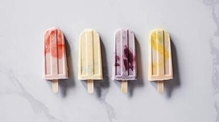 Homemade blueberry ice cream or popsicles. Generative ai.