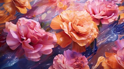 Carnation flowers in floral spring background. Generative AI