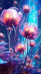 Futuristic style Anemone blooming flower. Modern floral design with elegant flower. Generative AI