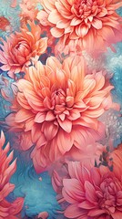 Fototapeta na wymiar Watercolor Chrysanthemum flower illustration. Colorful painting floral background. Generative AI