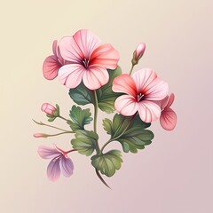 Elegant Geranium blooming flower. Greeting card floral design with beautiful flower. Generative AI