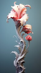 Gladiolus flower in sculpture style. Beautiful sculpture of flower. Generative AI