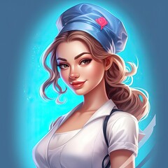 Emblem of Maid character illustration. Colorful logotype style design. Generative AI