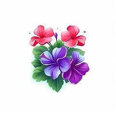 Cute Geranium blooming flower isolated on white background. Floral design with elegant flower. Generative AI