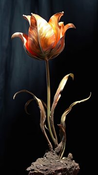 Tulip flower in sculpture style. Beautiful sculpture of flower. Generative AI