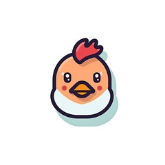 Portrait of Chicken cute animal icon. Line style character avatar. Generative AI
