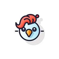 Portrait of Rooster cute animal icon. Line style character avatar. Generative AI