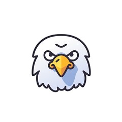 Portrait of Bald eagle cute animal icon. Line style character avatar. Generative AI