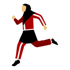 Vector illustration of a hijabi muslim woman running in exercise attire.