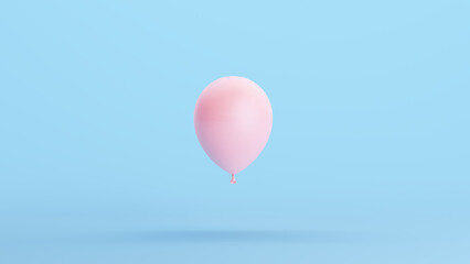 Pink Balloon Floating Happy Birthday Helium Decoration Celebration Celebrate Kitsch Blue Background 3d illustration render digital rendering