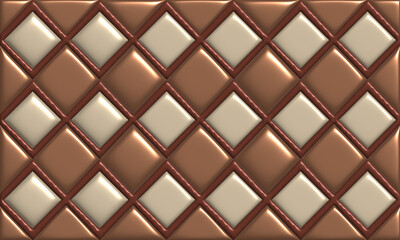 tiles square Brown and white metallic as background pattern, 3D illustrations