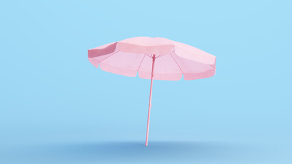 Pink Parasol Beach Umbrella Sunshade Protection Summer Holiday Vacation Kitsch Blue Background 3d illustration render digital rendering Kitsch Blue Background 3d illustration render digital rendering © paul